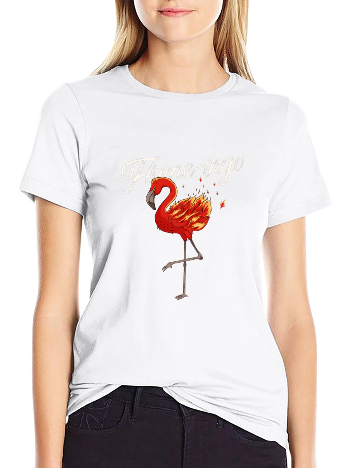 Flame-ingo Black T-Shirt for Men