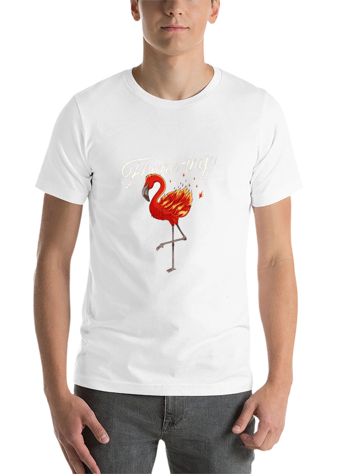 Flame-ingo Black T-Shirt for Men