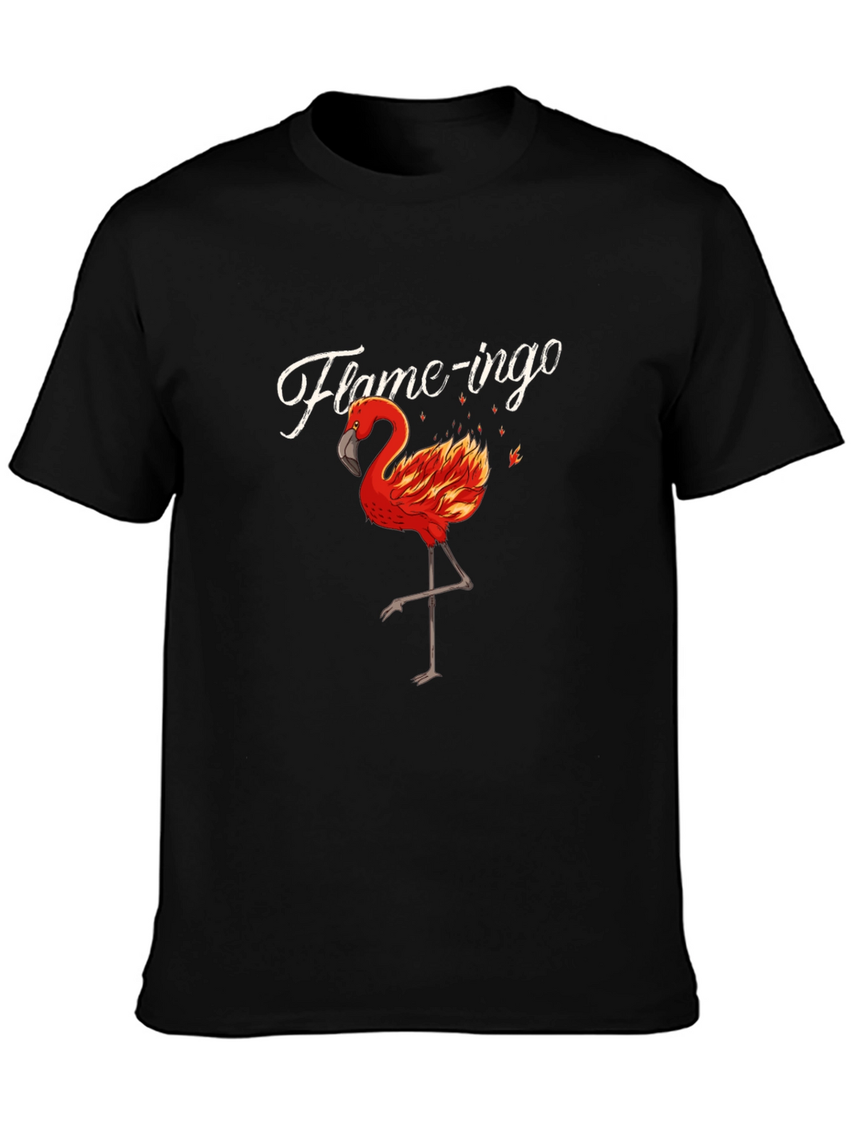 Flame-ingo Black T-Shirt for Men