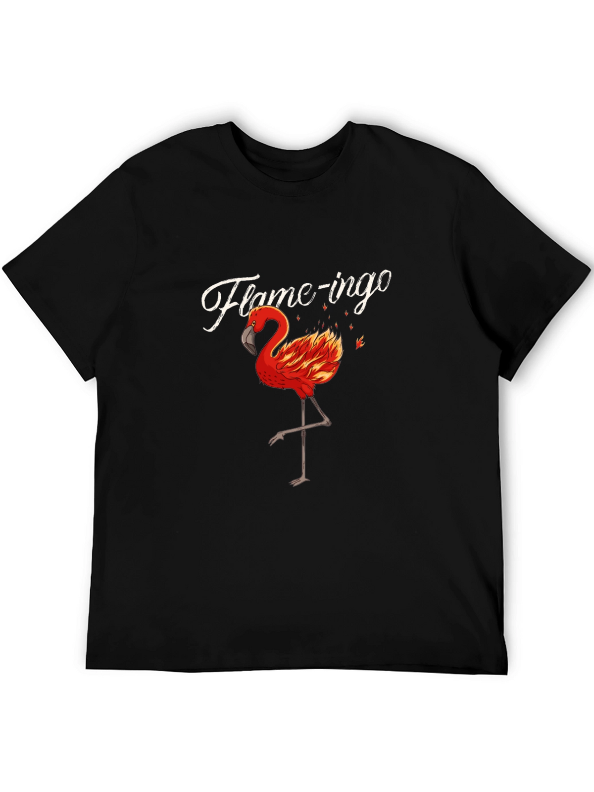 Flame-ingo Black T-Shirt for Men