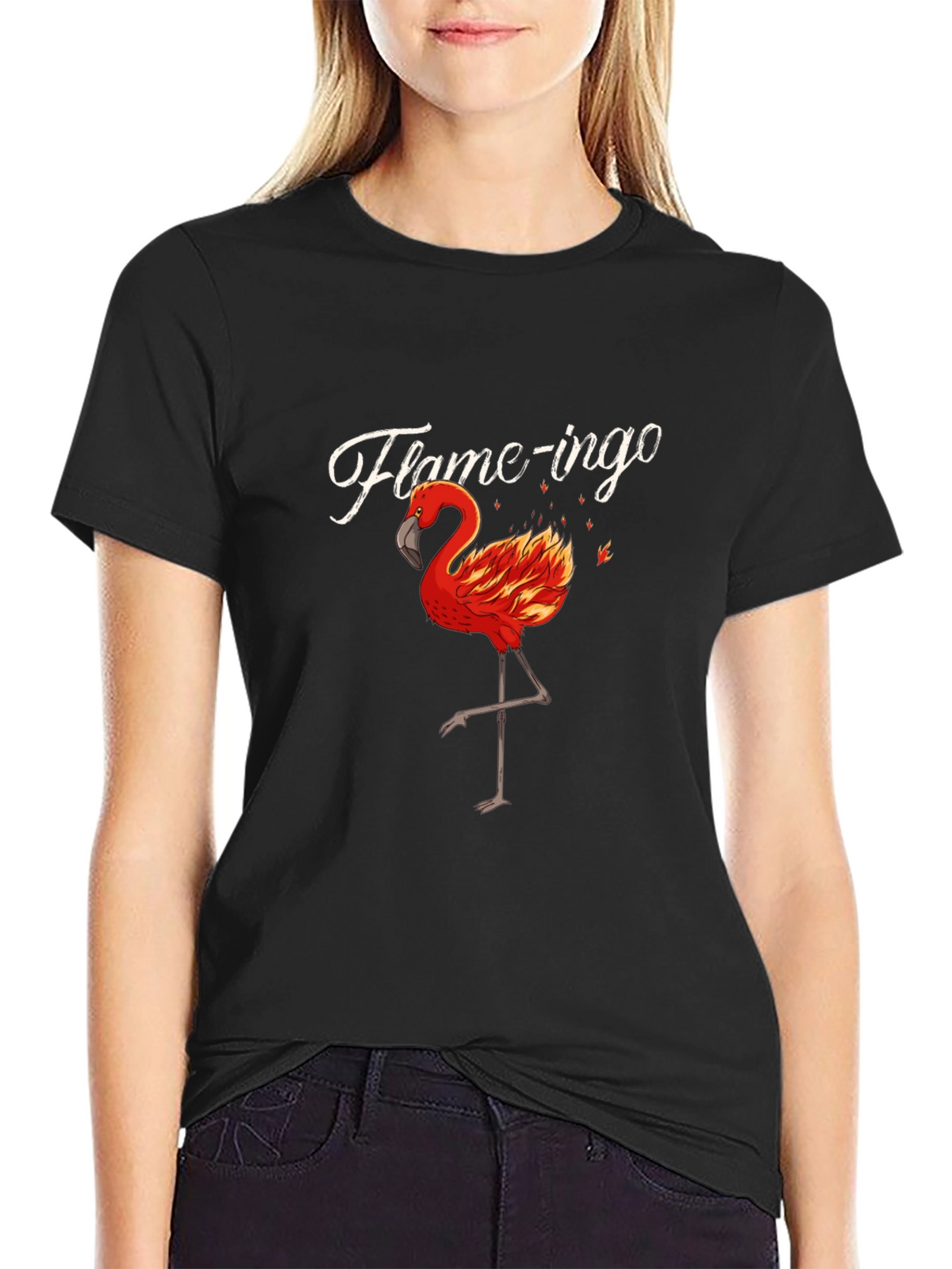 Flame-ingo Black T-Shirt for Men