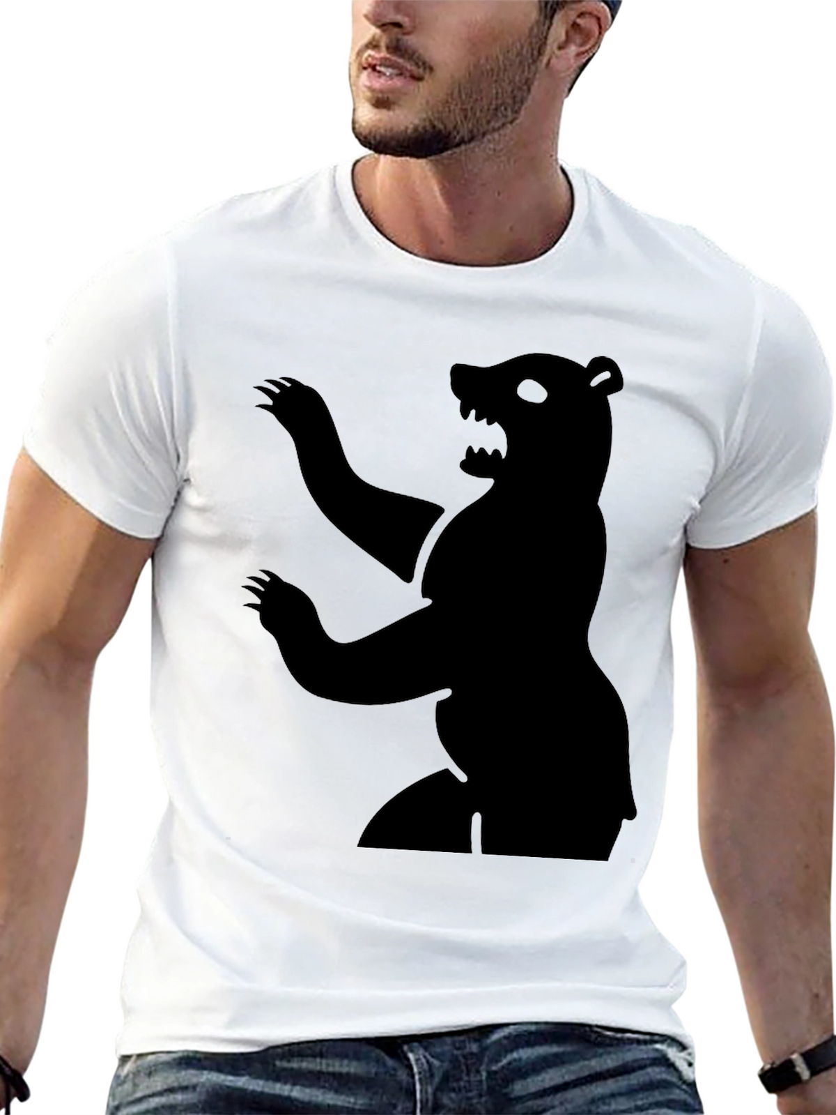 Bear Silhouette Graphic Tee - Mens Black T-Shirt