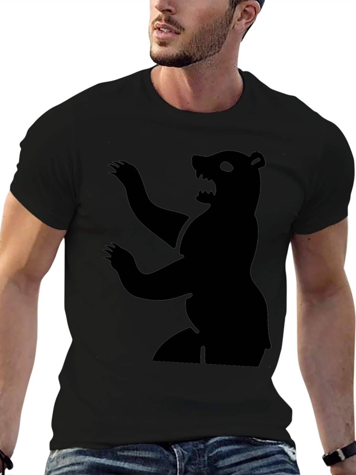 Bear Silhouette Graphic Tee - Mens Black T-Shirt