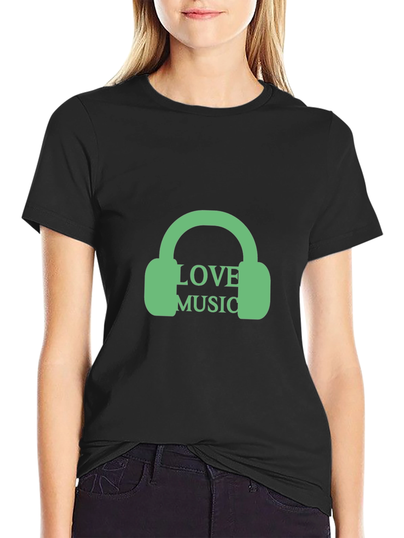 Love Music Graphic Tee - Trendy Black T-Shirt