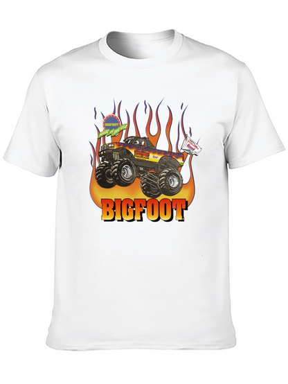 Bigfoot Monster Truck Flames Graphic T-Shirt