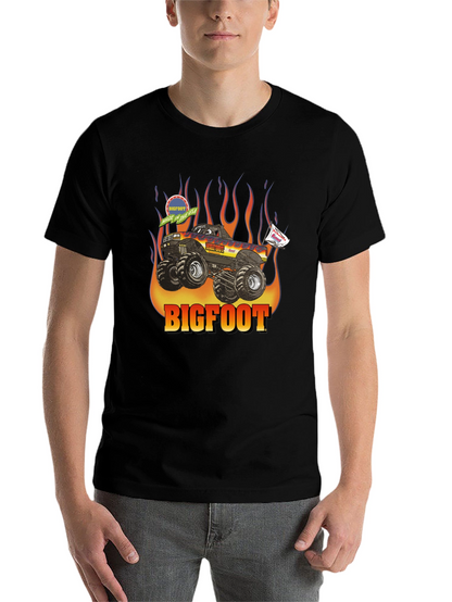 Bigfoot Monster Truck Flames Graphic T-Shirt