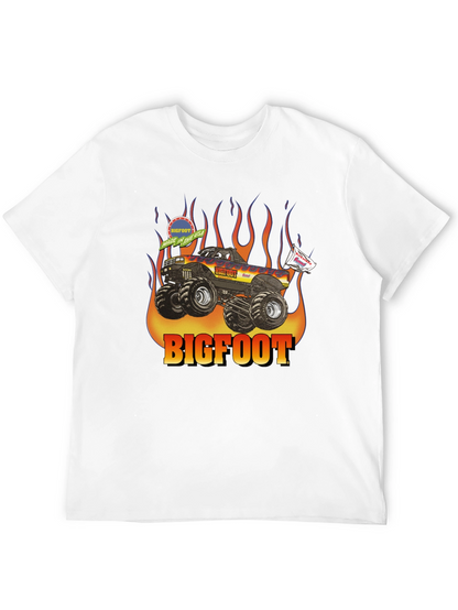 Bigfoot Monster Truck Flames Graphic T-Shirt
