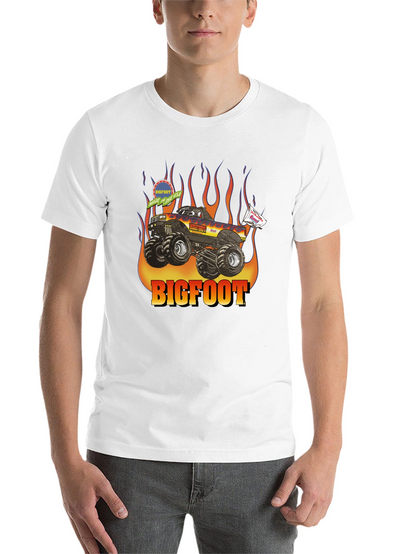 Bigfoot Monster Truck Flames Graphic T-Shirt