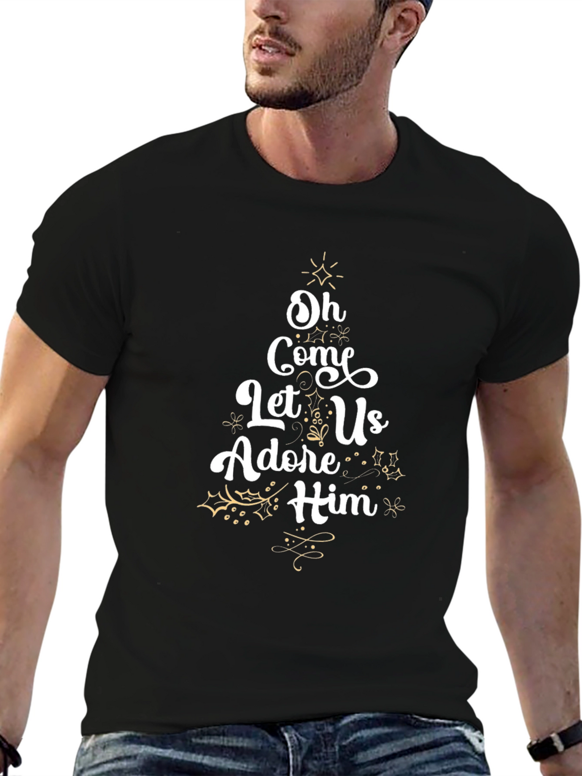 Oh Come Let Us Adore Him Christmas Tee