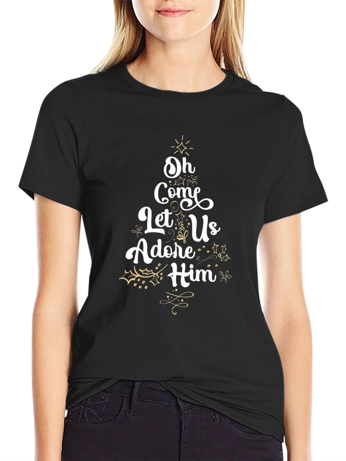 Oh Come Let Us Adore Him Christmas Tee