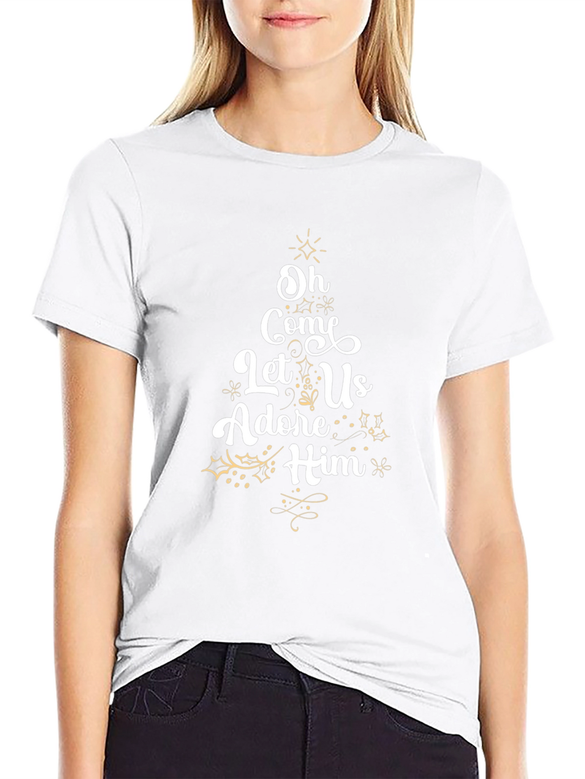 Oh Come Let Us Adore Him Christmas Tee