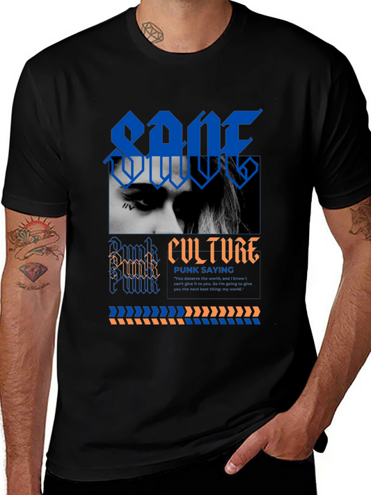 Edgy Black Graphic Tee - Punk Culture Design