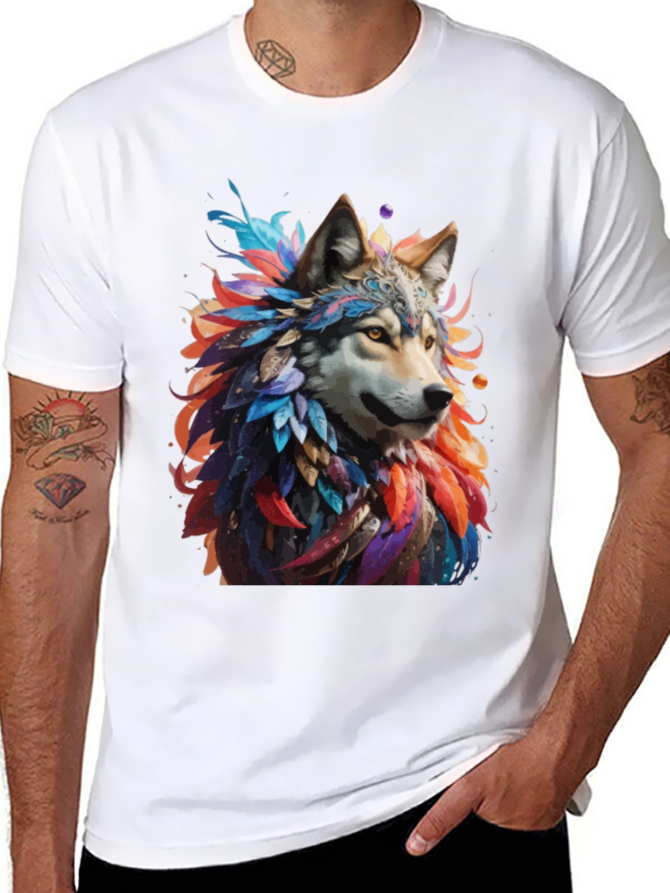 Wolf Feather T-Shirt - Unique Graphic Tee