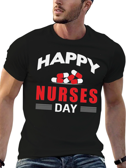 Happy Nurses Day T-Shirt - Pill Design - Black