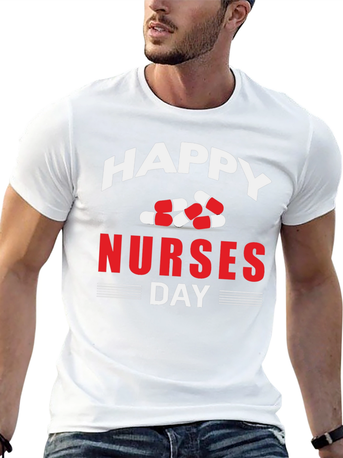Happy Nurses Day T-Shirt - Pill Design - Black