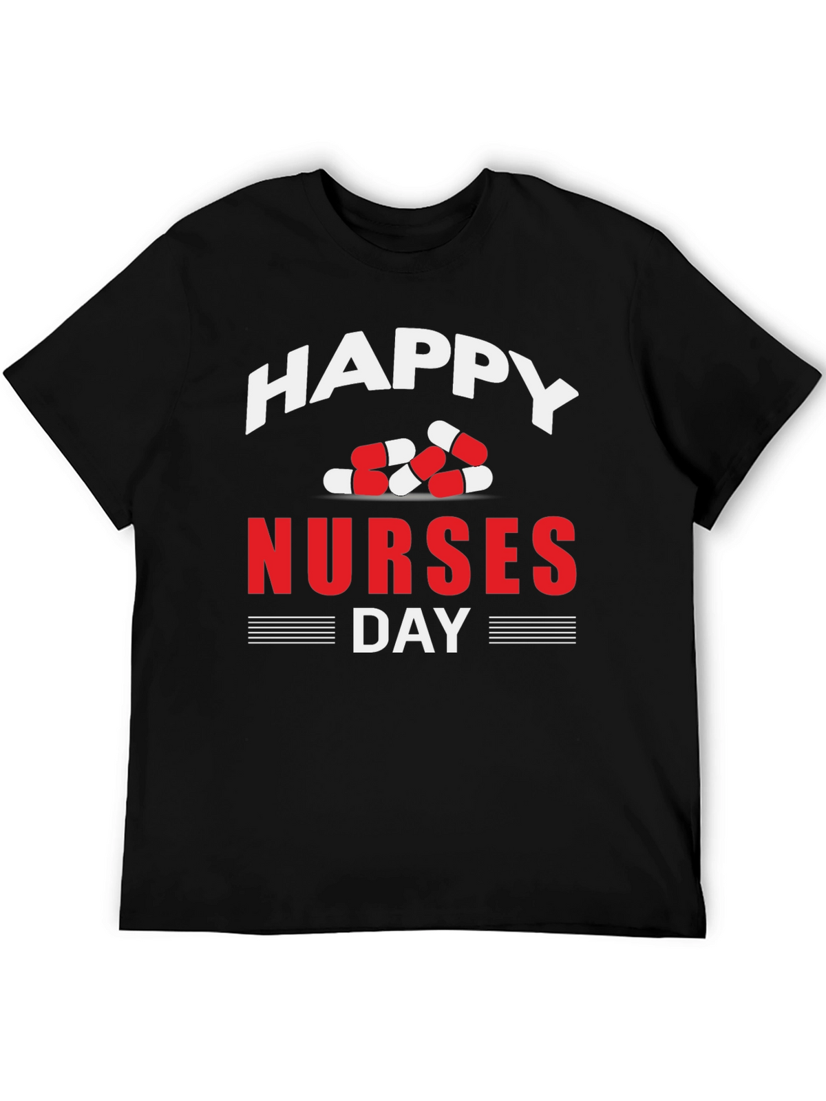 Happy Nurses Day T-Shirt - Pill Design - Black