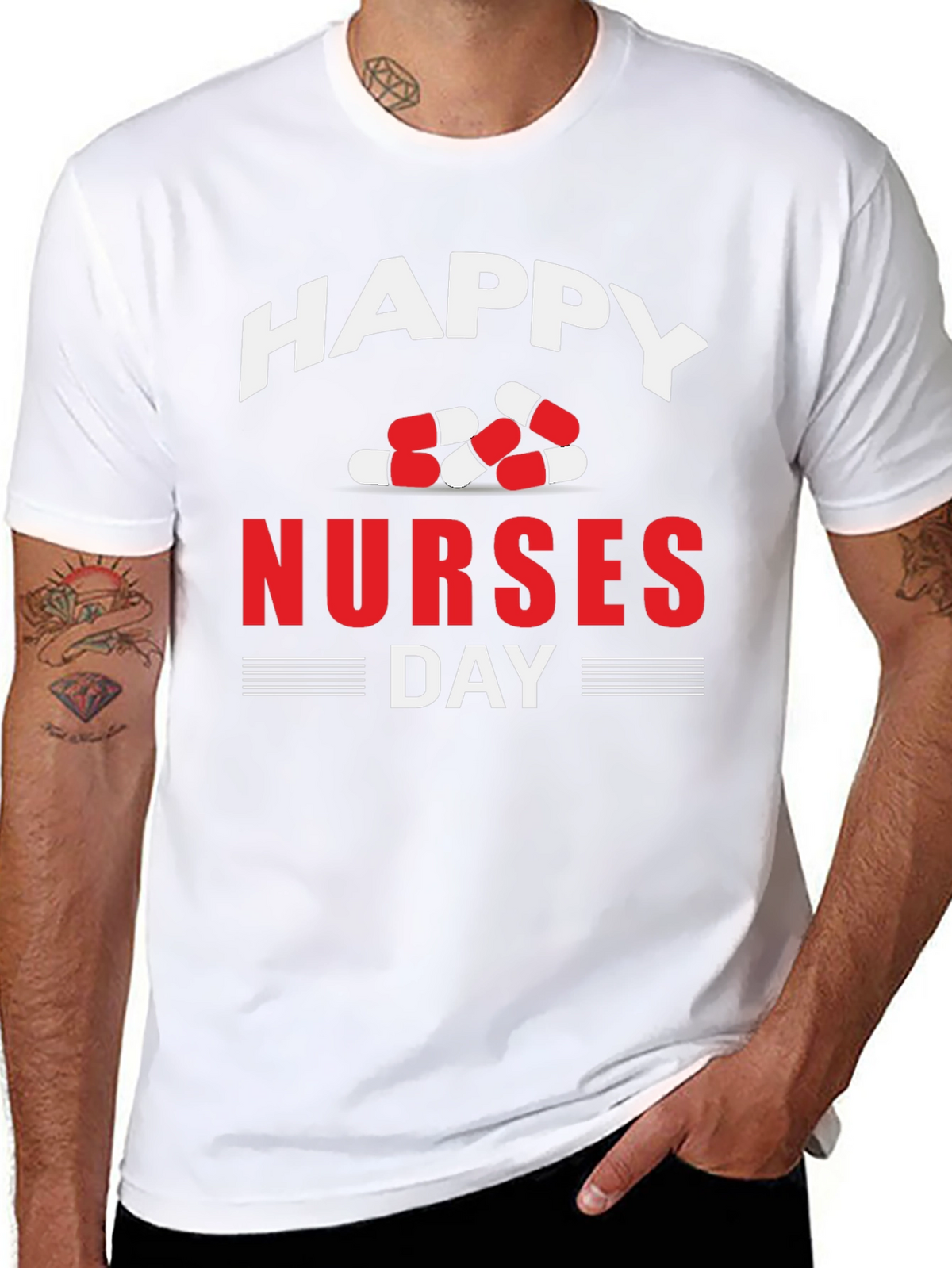 Happy Nurses Day T-Shirt - Pill Design - Black