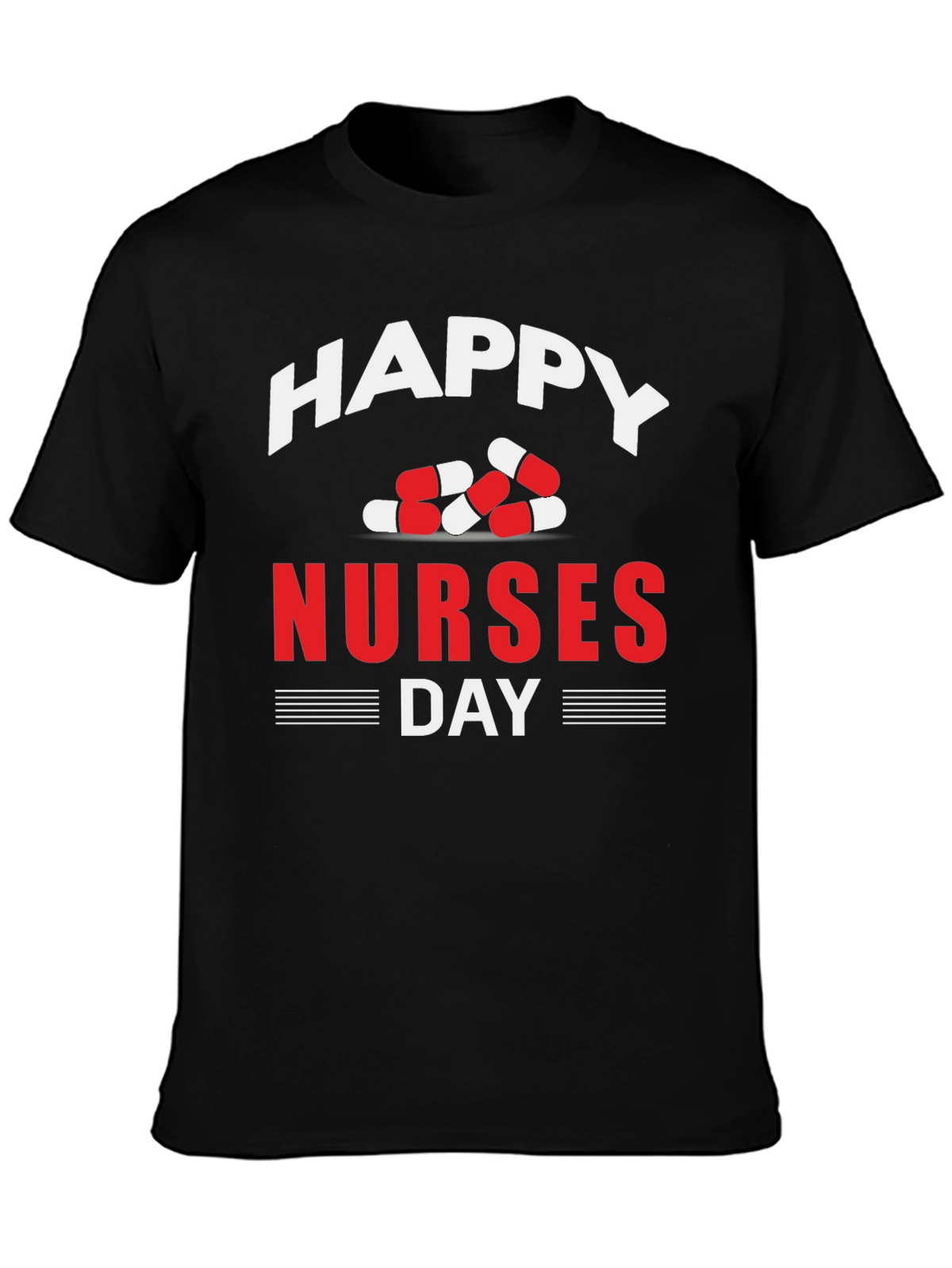 Happy Nurses Day T-Shirt - Pill Design - Black