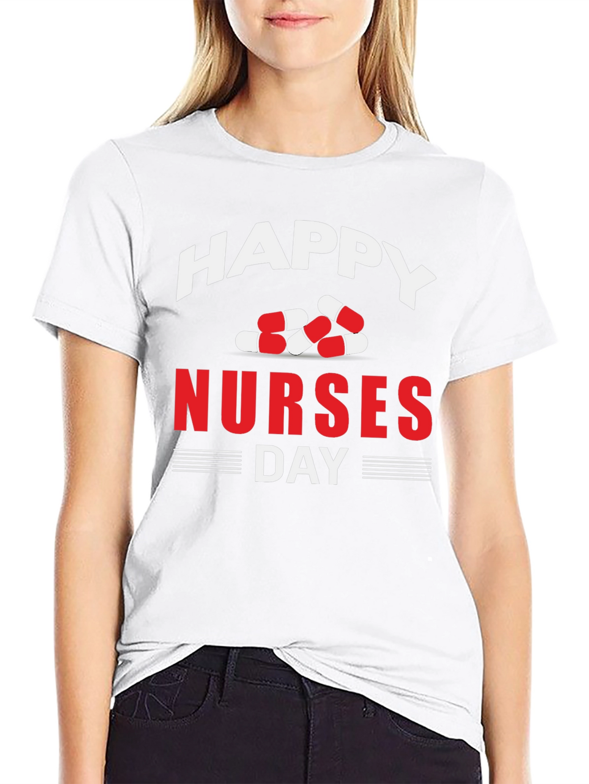 Happy Nurses Day T-Shirt - Pill Design - Black