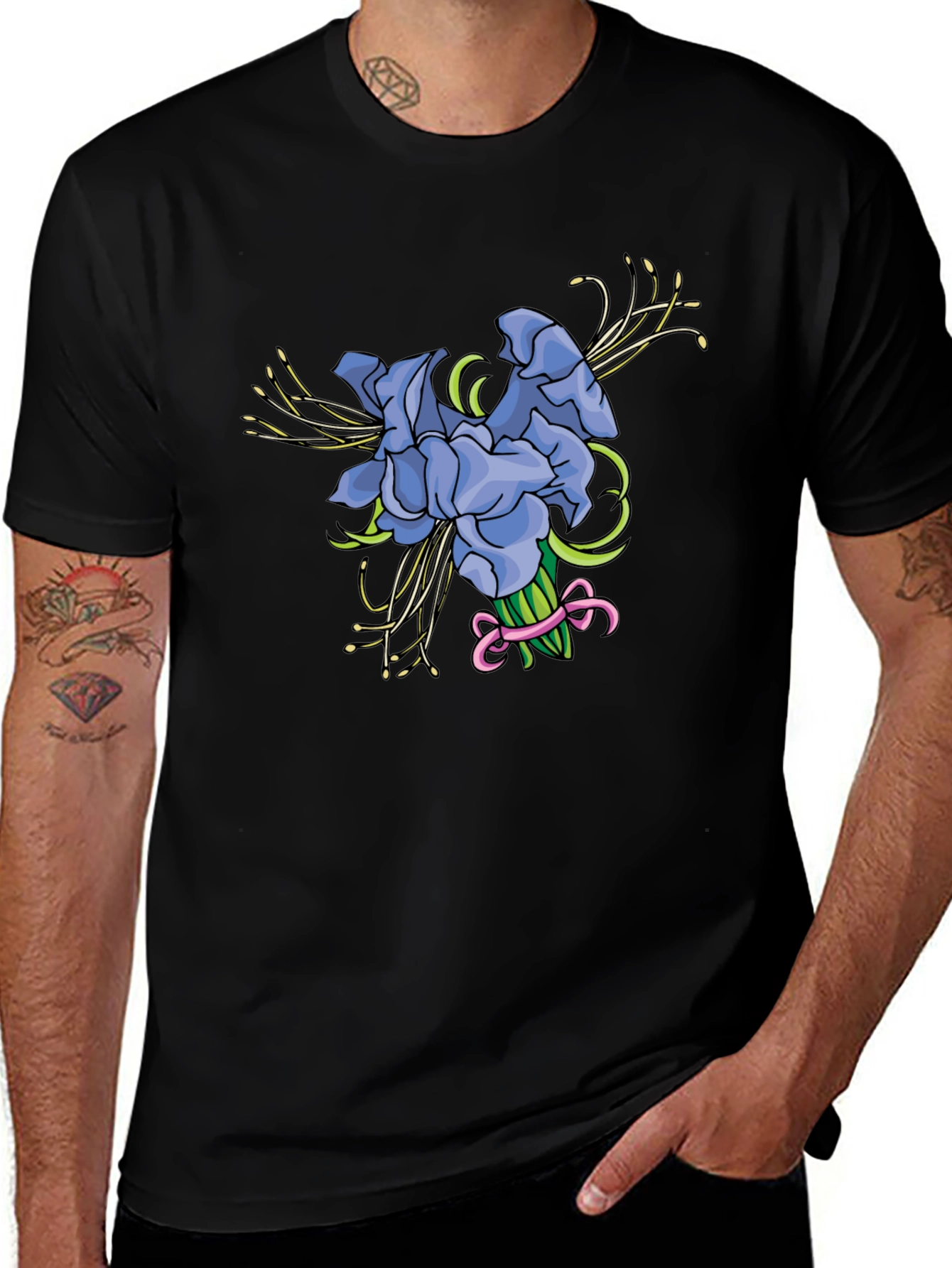 Floral Bouquet Graphic Tee - Black