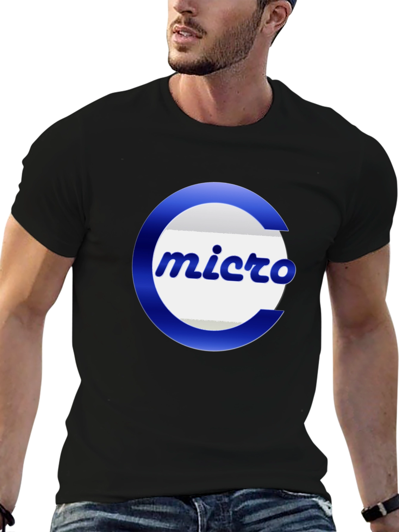Micro Logo Black T-Shirt - Casual Graphic Tee