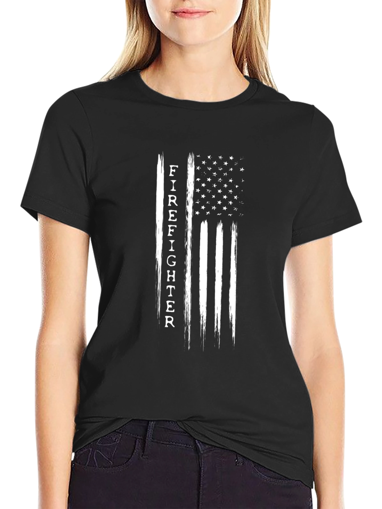 Firefighter American Flag Graphic T-Shirt
