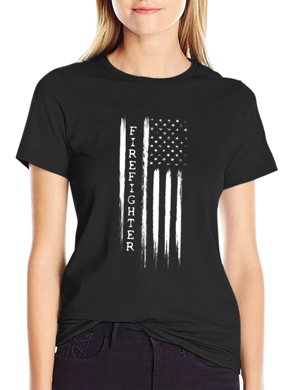 Firefighter American Flag Graphic T-Shirt