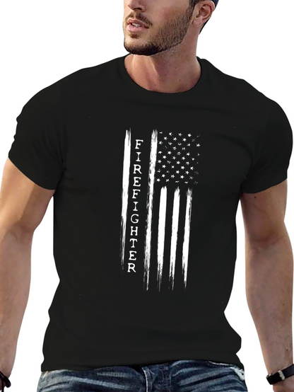 Firefighter American Flag Graphic T-Shirt