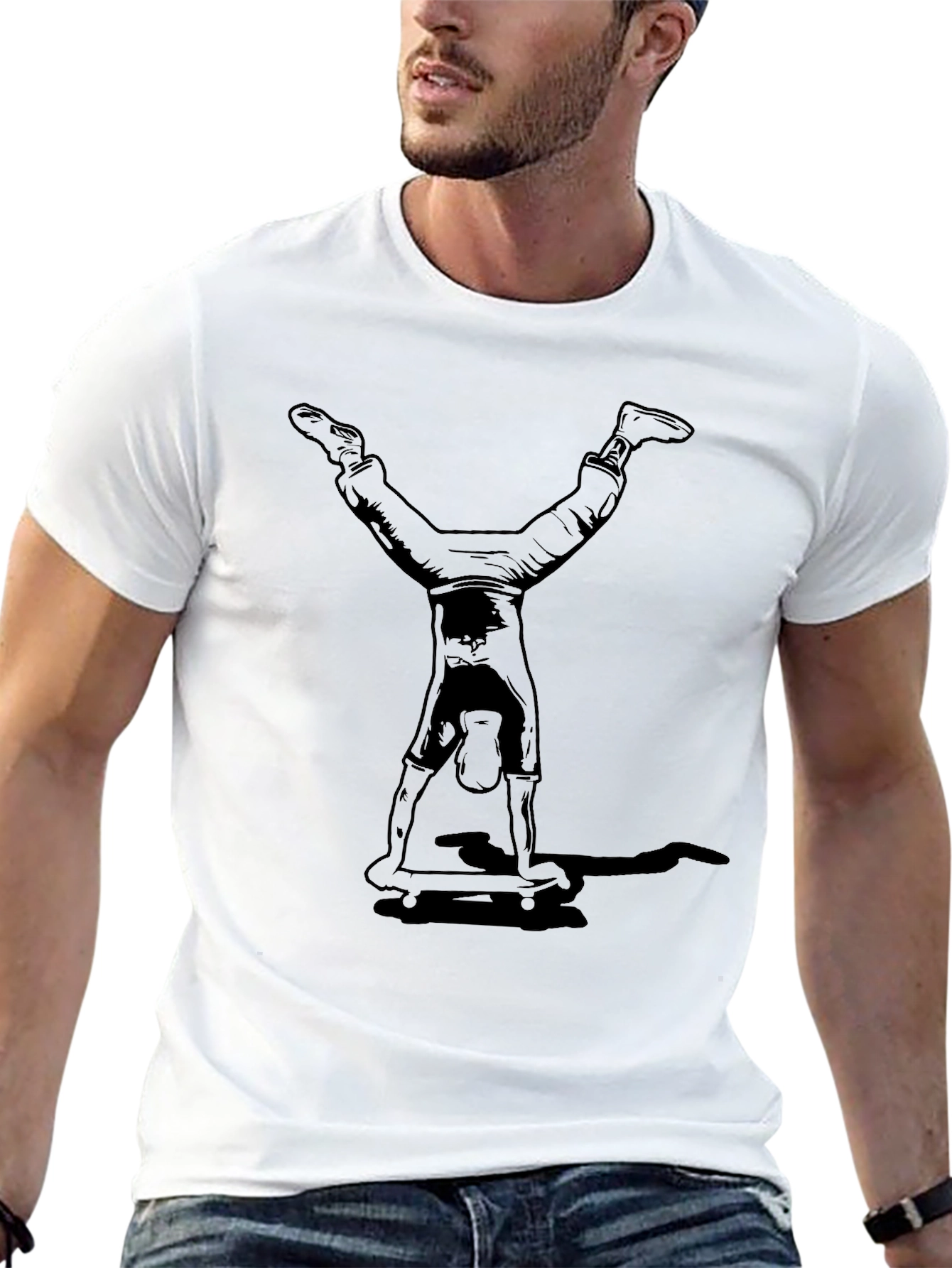 Handstand Skateboarder Graphic Tee - Black