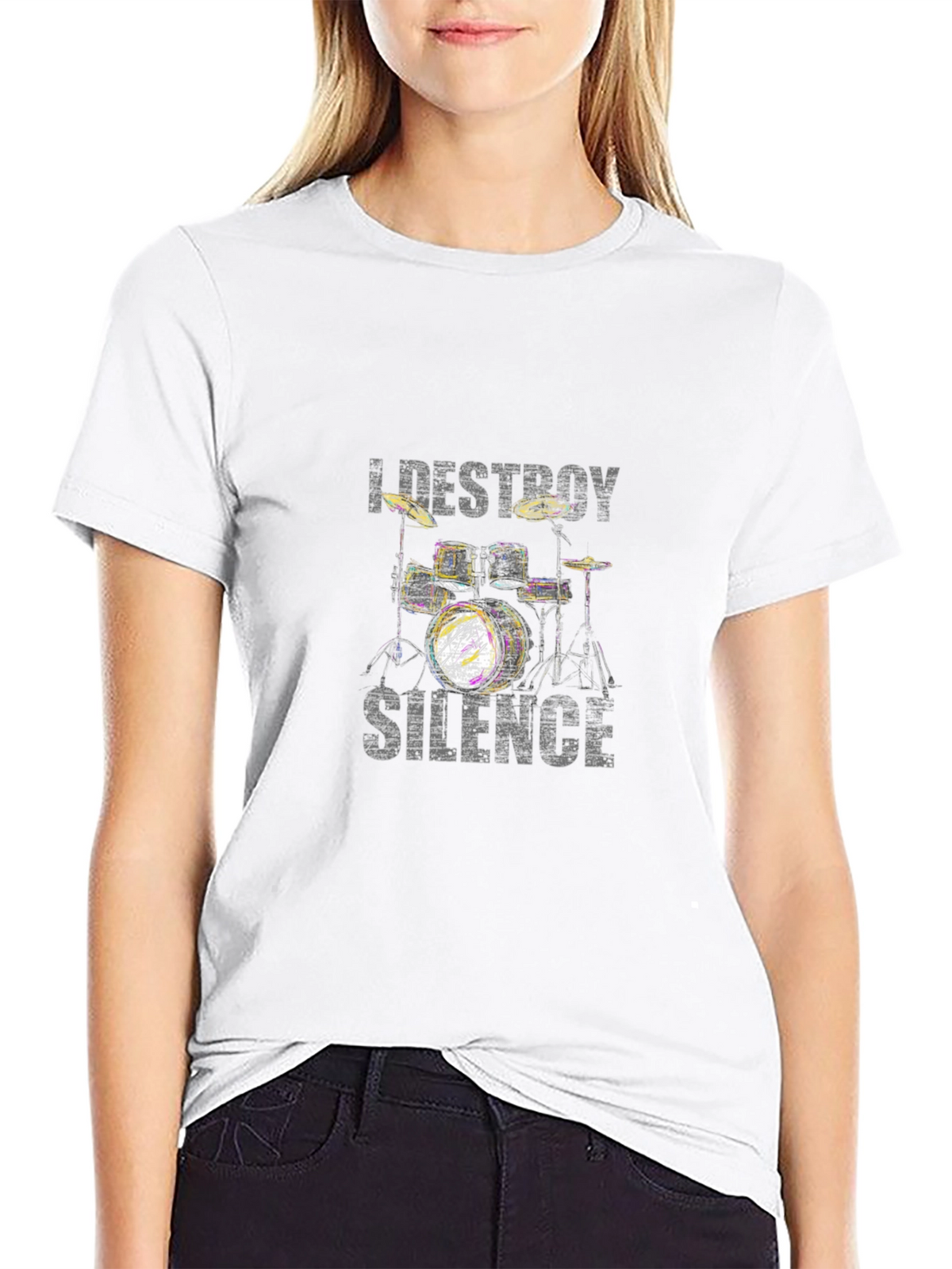 I Destroy Silence Drum Kit Black T-Shirt