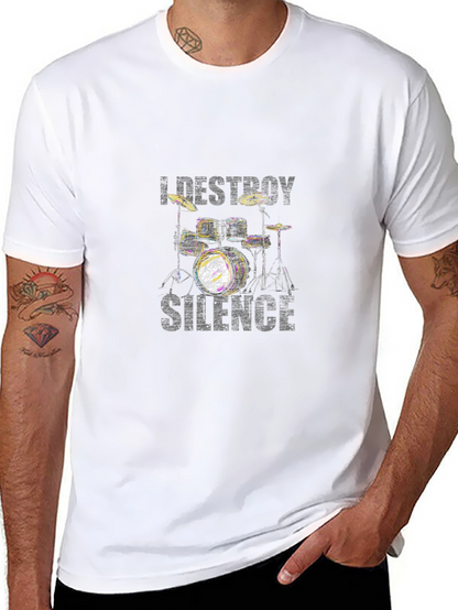 I Destroy Silence Drum Kit Black T-Shirt