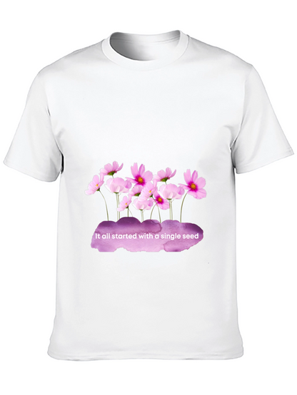 Floral Seed T-Shirt - Black Cotton Tee