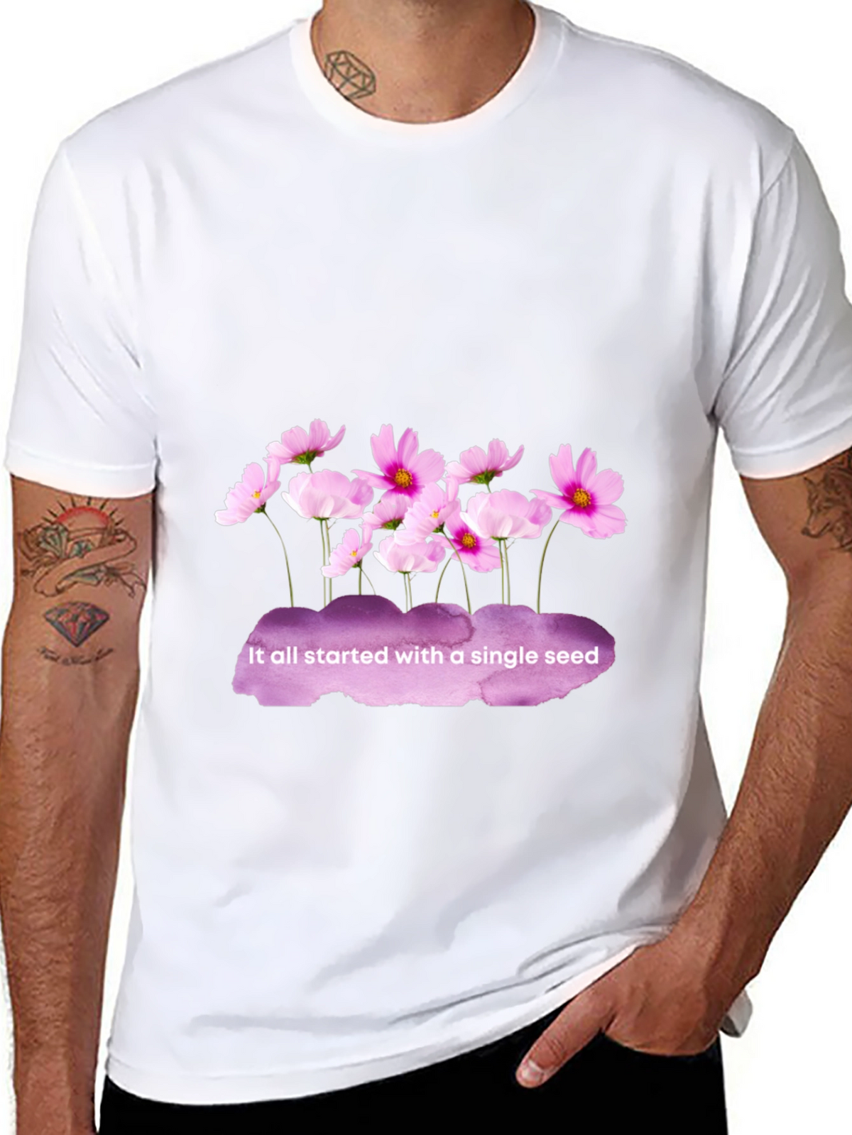 Floral Seed T-Shirt - Black Cotton Tee