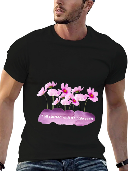 Floral Seed T-Shirt - Black Cotton Tee