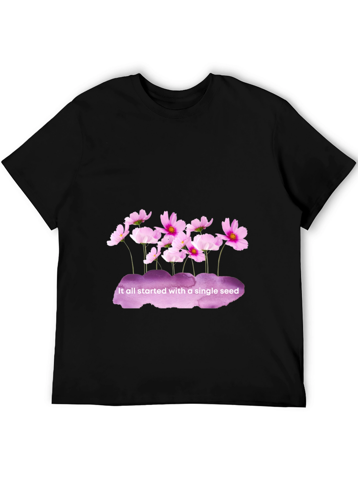 Floral Seed T-Shirt - Black Cotton Tee