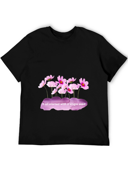 Floral Seed T-Shirt - Black Cotton Tee