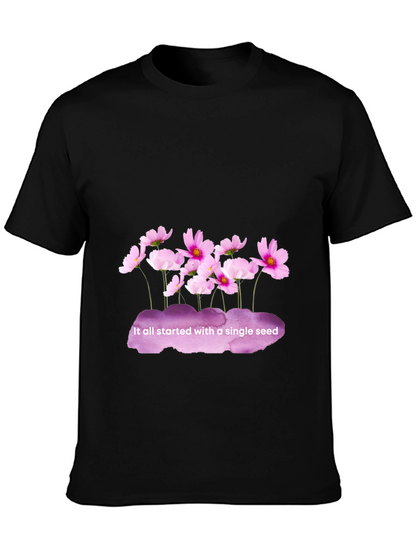 Floral Seed T-Shirt - Black Cotton Tee