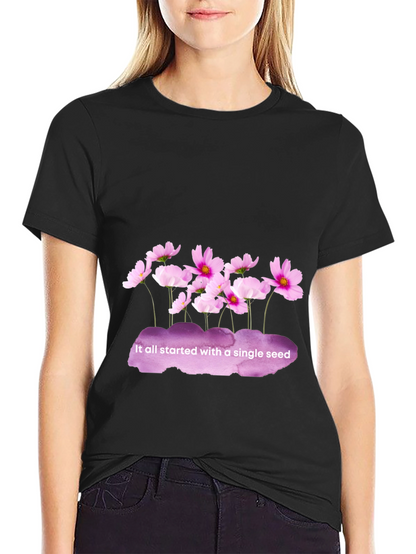 Floral Seed T-Shirt - Black Cotton Tee