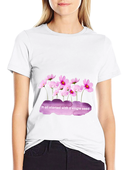 Floral Seed T-Shirt - Black Cotton Tee