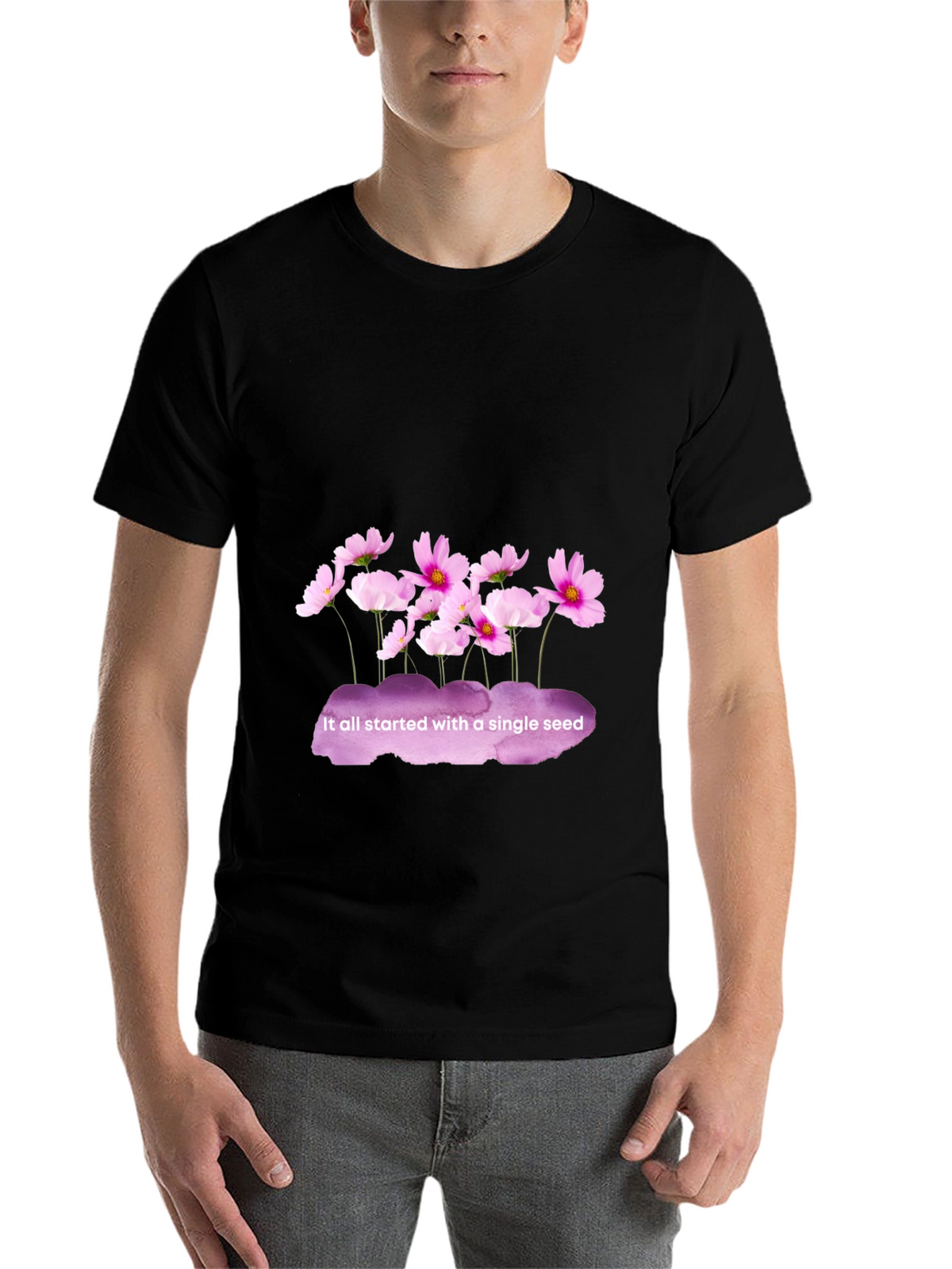 Floral Seed T-Shirt - Black Cotton Tee
