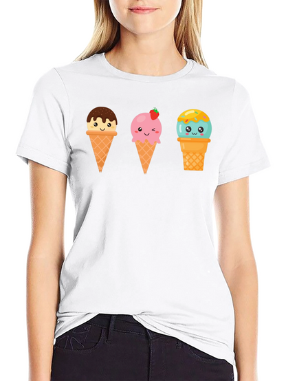 Kawaii Ice Cream Graphic Tee - Cute Summer Shirt