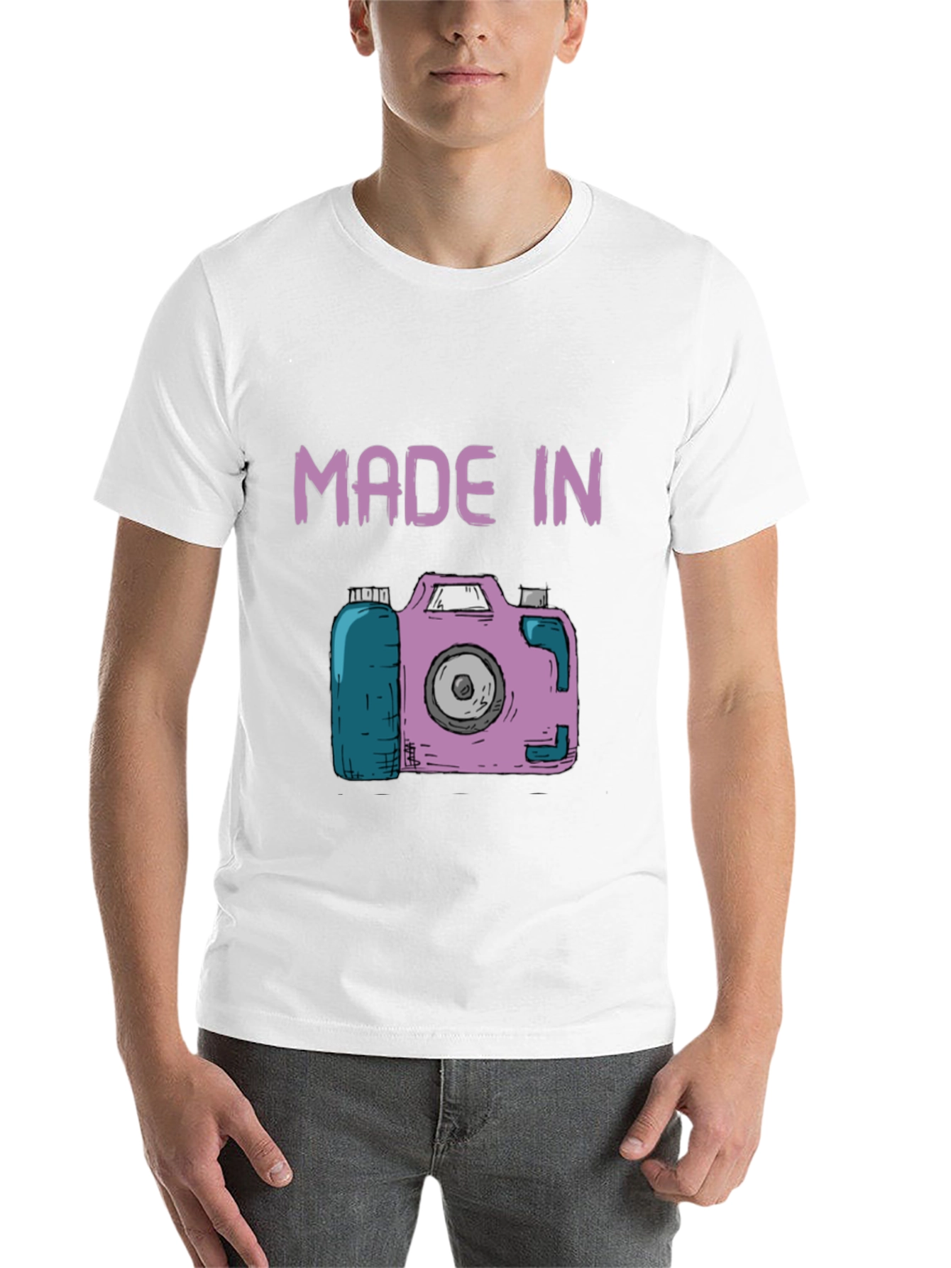 Funny Made In Camera Black Graphic Tee