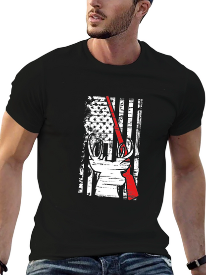 Deer Hunter Patriotic Flag Graphic Tee