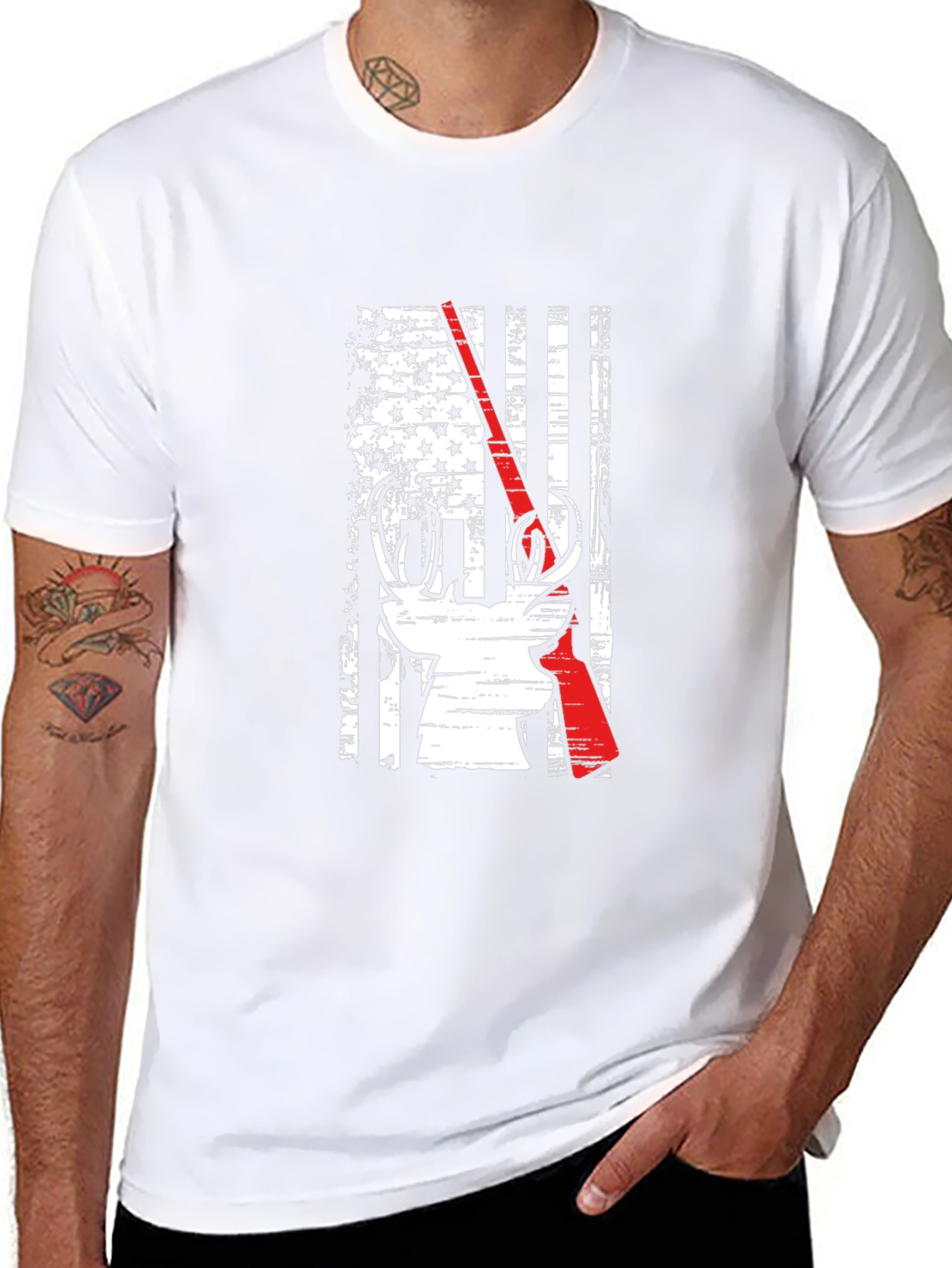 Deer Hunter Patriotic Flag Graphic Tee