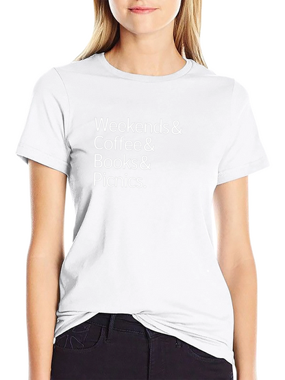 Weekends Coffee Books & Picnics Black T-Shirt
