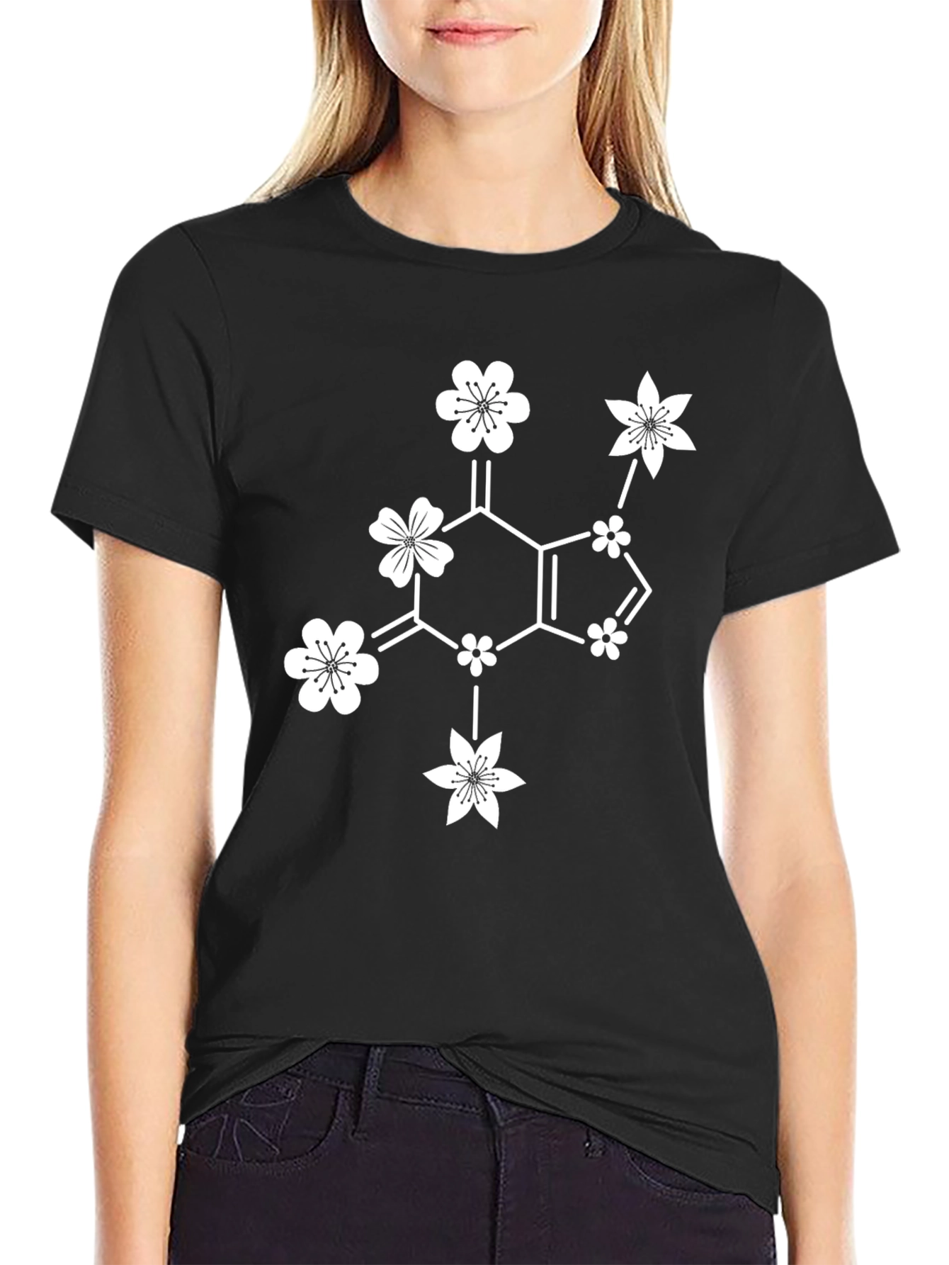 Floral Caffeine T-Shirt - Black
