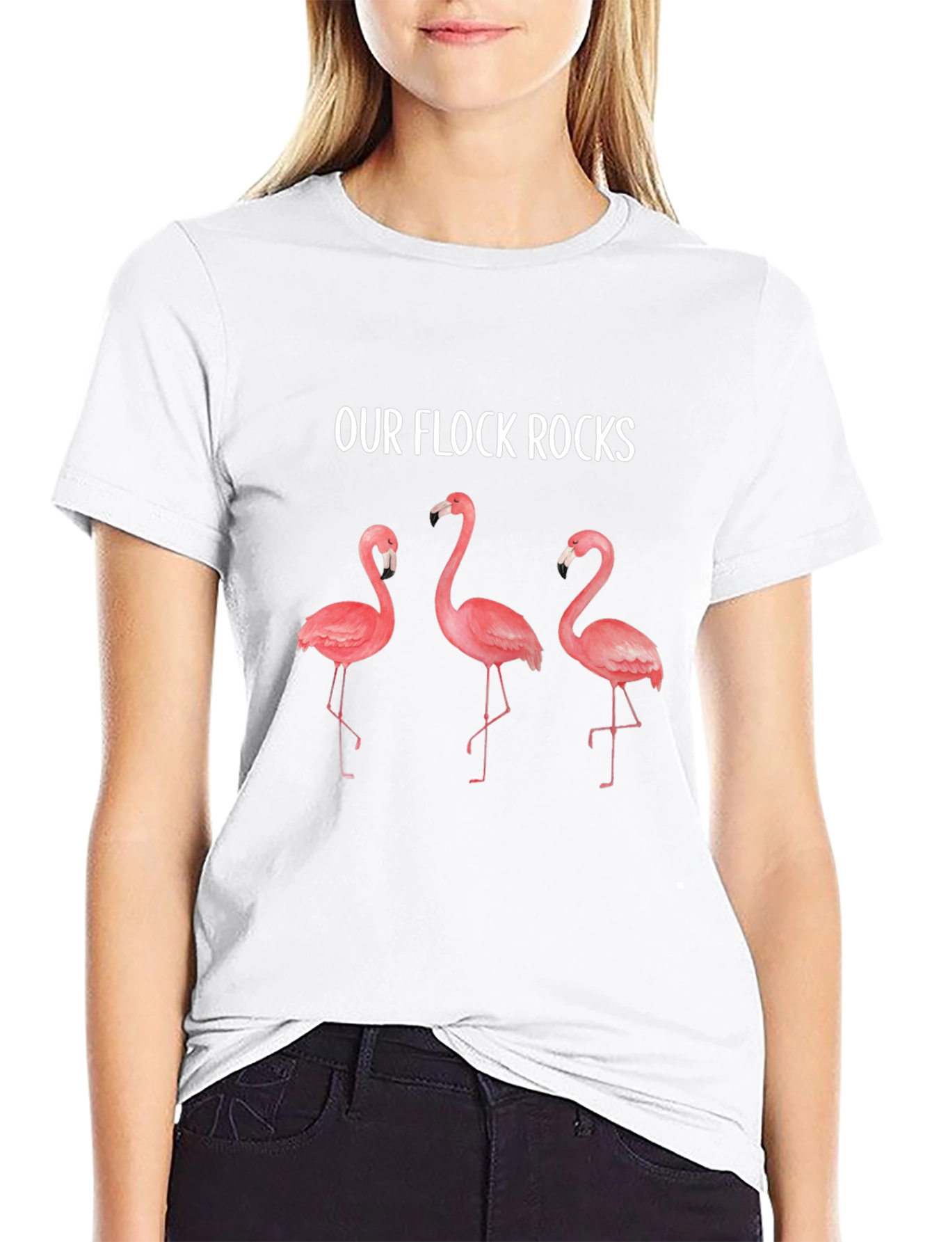 Our Flock Rocks Flamingo T-Shirt
