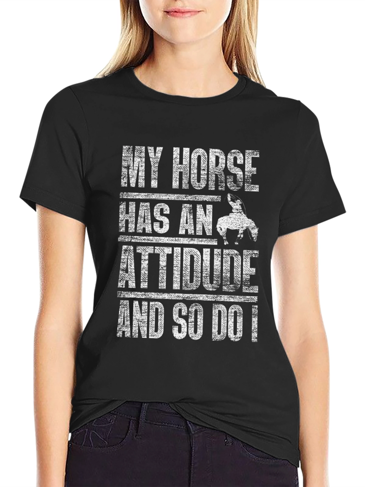 My Horse Has An Attitude Mens Black T-Shirt
