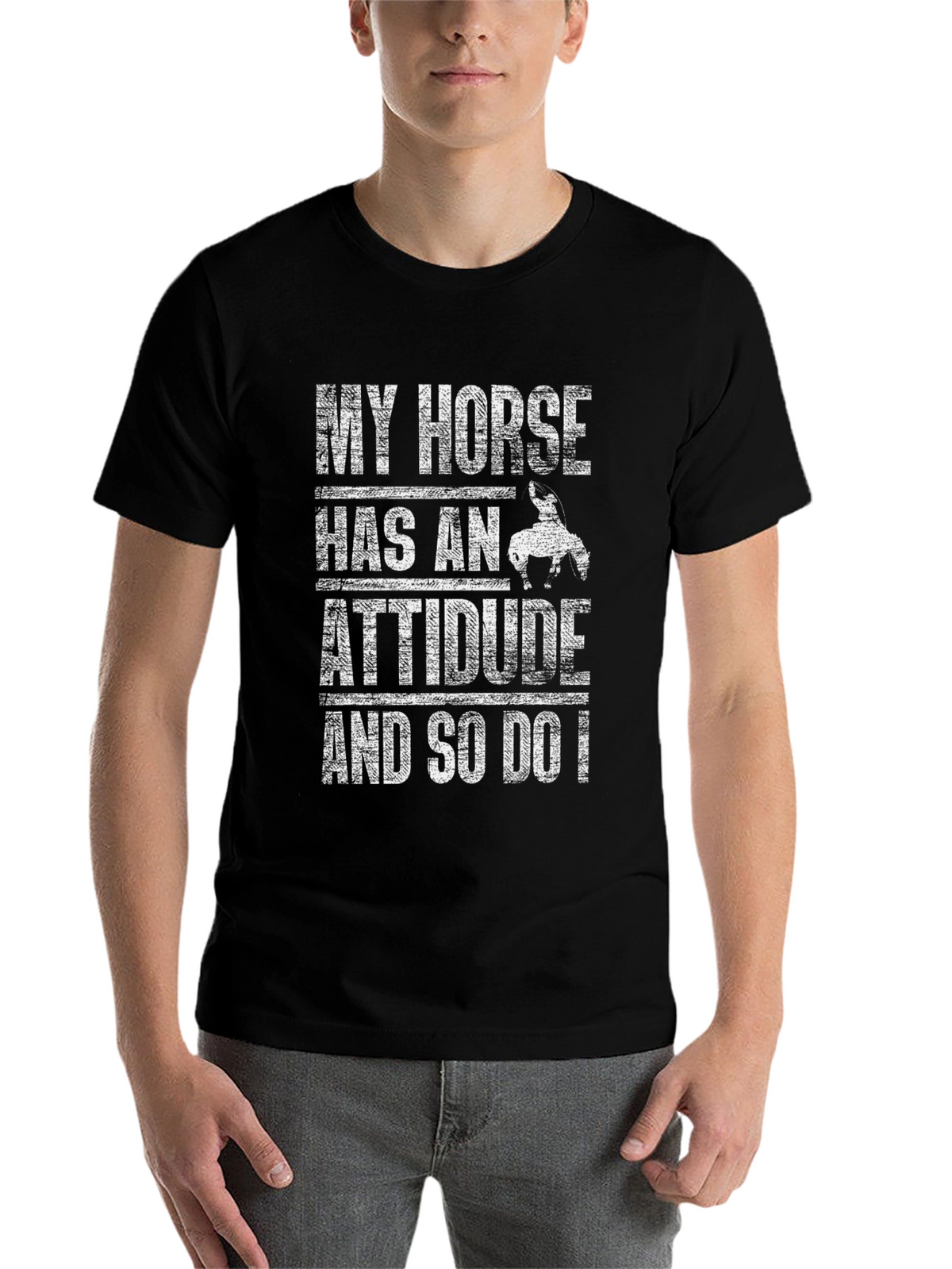 My Horse Has An Attitude Mens Black T-Shirt