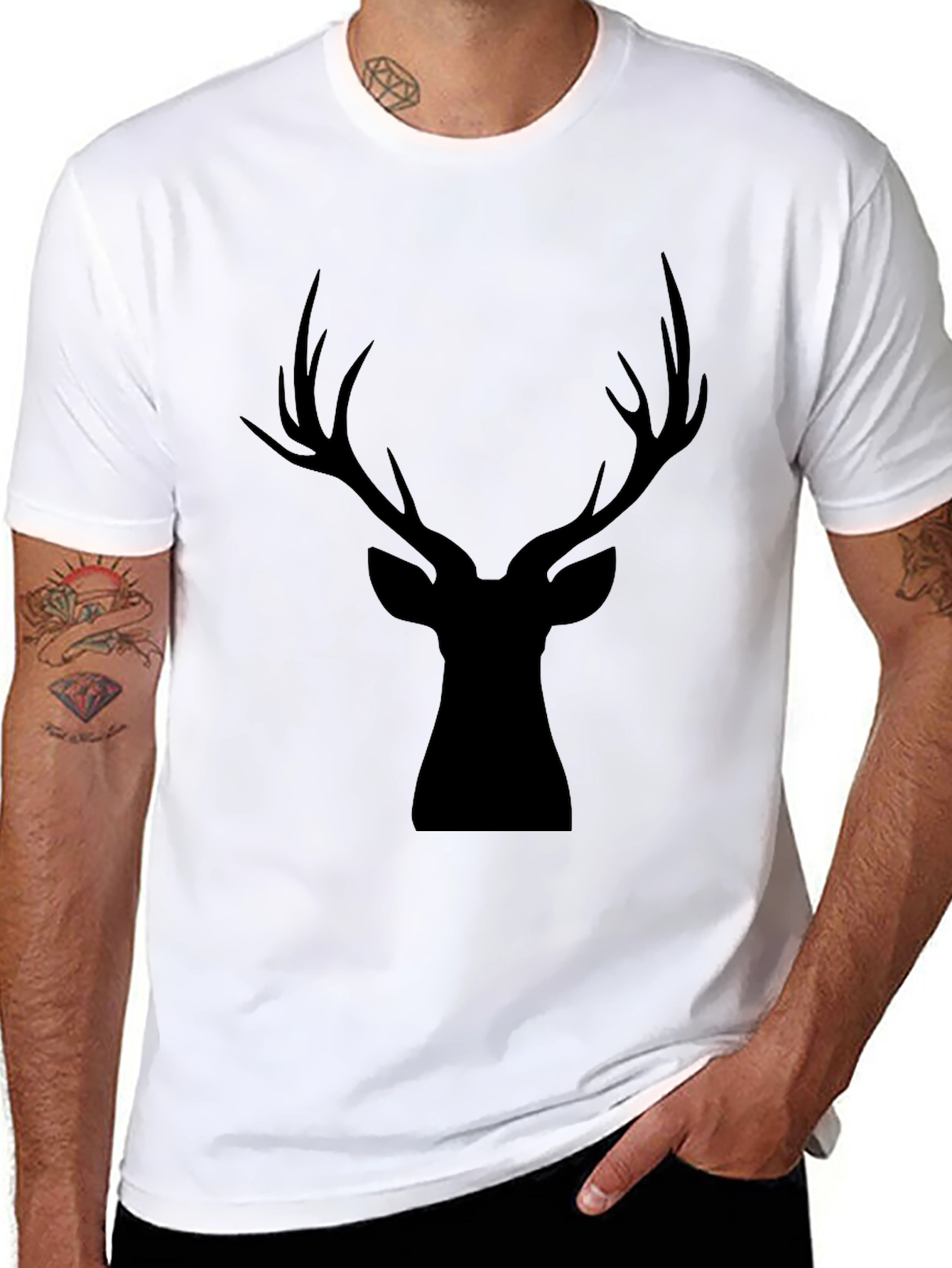 Black Deer Silhouette Graphic Tee